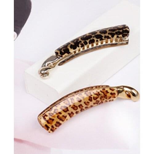 2 Kinds Long Leopard Clasping Plastic Golden Teeth Hair Clips Clay Fashion Hairwear for Women Hair Accessories