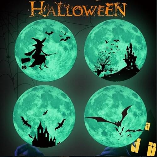 2021 Halloween 3D Ghost Bat Castle Energy Storage Fluorescent Glow Luminous Wall Stickers for Kids Room Decoration Decal Decor