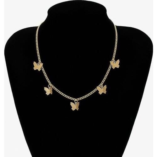 2021 Multilayer Pendant Butterfly Necklace for Women Butterflies Moon Star Charm Choker Necklaces Jewelry Christmas Gift SALE