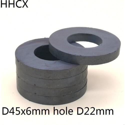 5pcs/lot Y30 Ring Ferrite Magnet 45*6 mm Hole 22mm Permanent magnet 45mm x 6mm Black Round Speaker 45X6 45-22*6