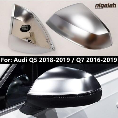 ABS Matte Chrome Side Door Mirror Cover for Audi Q5 2018 2019 Q7 2016-2019 Rearview Mirror Caps Replacement Side Lane Assist