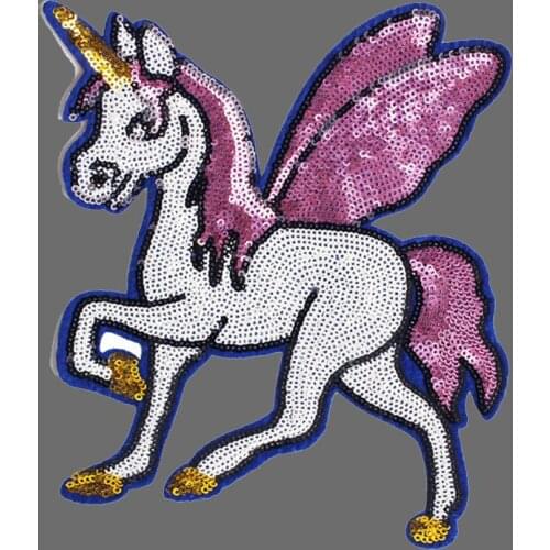 Big Unicorn Sequin Patch Sewing On Cartoon Patches Rainbow Horse DIY Sewing Accessories Decoration For Clothes Badges