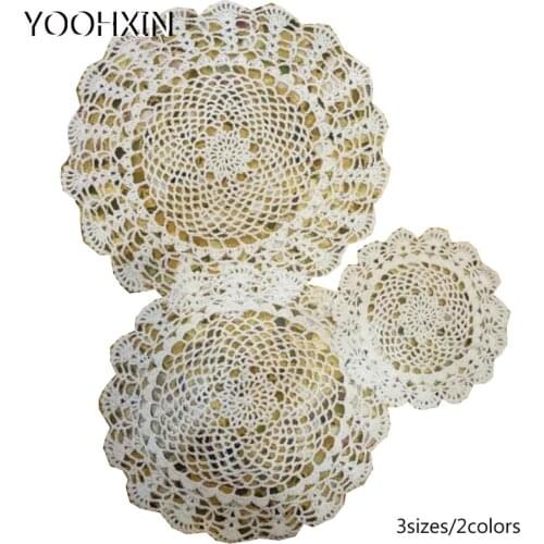 Handmade cotton round placemat cup coaster mug kitchen Christmas table place mat cloth lace Crochet tea coffee doily dish pad