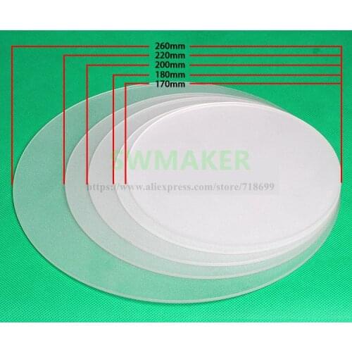 3D printer Round Shape frosted Borosilicate glass plate Diameter 170mm/180mm/200mm/220mm / 240mm / 260mm/ 300mm * 3MM Ra