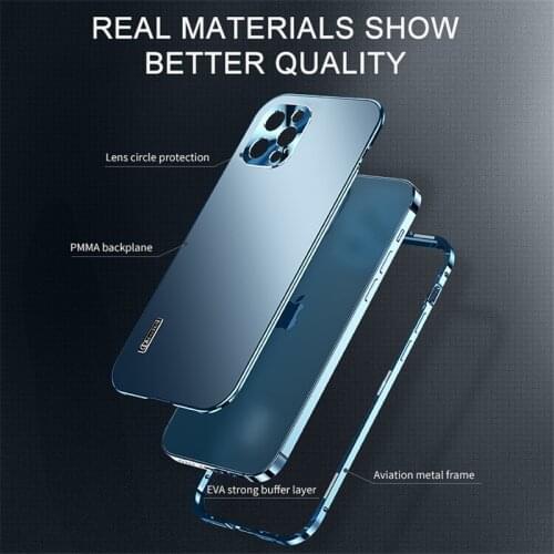 Magnetic Metal Bumper Phone Case For iPhone 12 12 Pro Max 12 Mini Cases Shockproof Matte Acrylic Cover For iPhone 12 11 Pro Max