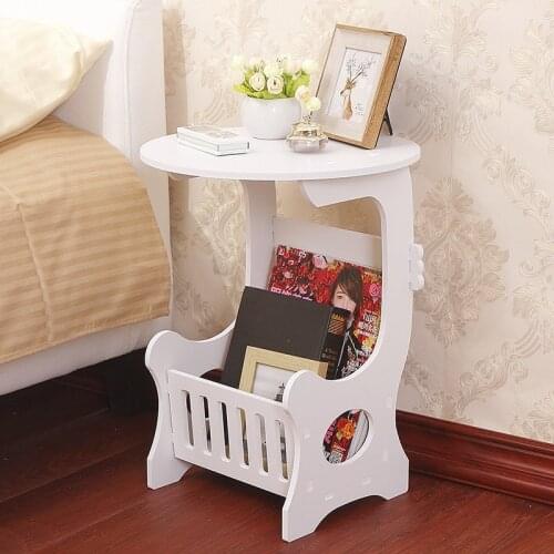 Mini Plastic Round Coffee Tea Table Home Living Room Storage Rack Lamp Shelf Bedside Table