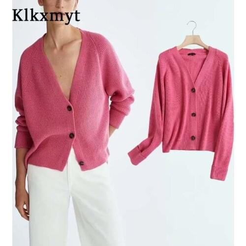 Za 2021 England Style Fashion Simple Single Breasted Loose Cardigans Women Knitted Jacket Women Casual Sweaters Women Tops