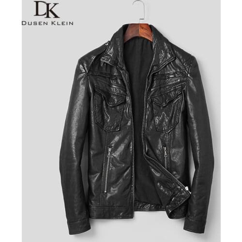 Men Genuine Leather Jacket Real Sheepskin Jackets Casual Short Black Pockets 2019 Autumn New Jacket for Man Washed Leather s1042