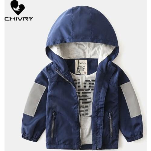 New 2020 Autumn Kids Boys Jackets Fashion Letter Print Color Patchwork Hooded Zipper Coat Children Windbreaker Waterproof Jacket