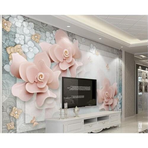 Beibehang papel de parede Senior indoor wall paper 2016 pink aesthetic 3d flowers classic bedroom background wall 3d wallpaper