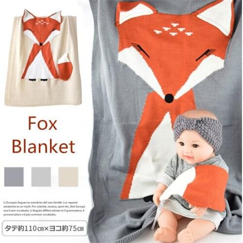 Air Condition Quilt Fox Knitted Baby Cartoon Animal Blanket Sofa Stroller Covers Kids Newborn Bedding Swaddle Decke 73x110cm