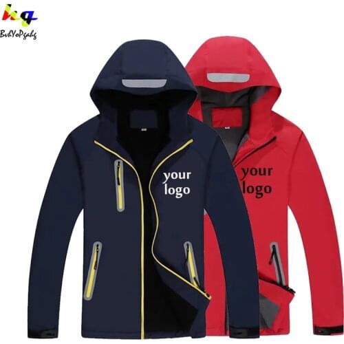 Custom logo outdoor mens plus velvet windbreaker jacket waterproof warm climbing rock climbing sports fleece breathable jacket