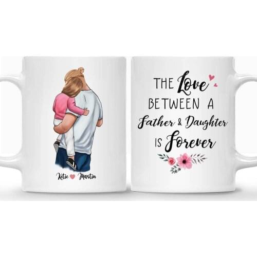 Personalized Mug Father and Daughter Son Love Forever White Coffee Mugs Cup Fathers Day Gift Creative 11oz/15oz RR2002