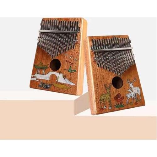 Kalimba 17 Key Thumb Finger Piano,High Quality Material of Mahogany Wood Musical Instrument with Tuning Hammer Study Instruction