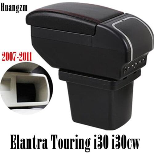 Armrest For Hyundai Elantra Touring i30 i30cw 2007-2011 Dual layer Leather Central Store Content box with cup holder ashtray USB