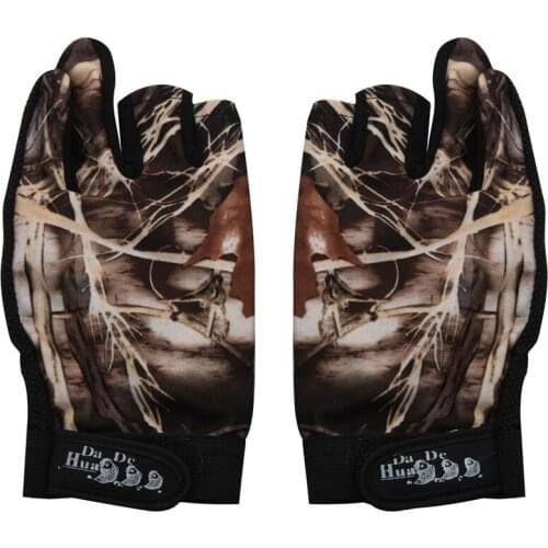 Hot-3 Shorter Finger Waterproof Fishing Gloves Hunting Anti-Slip Mitts Shooting Camo