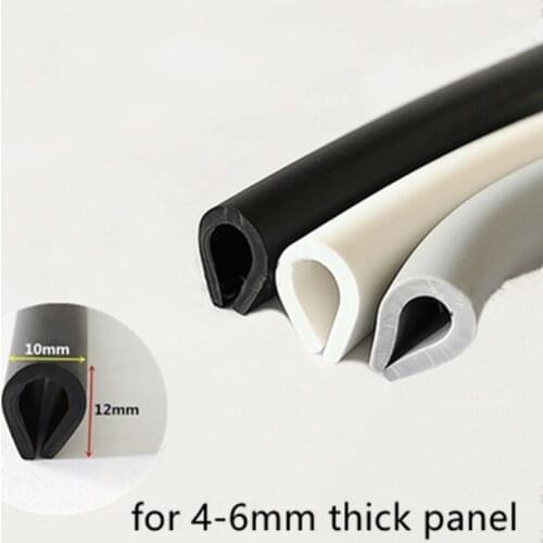 Rubber U Sealing Strip 12x10mm 6mm thick Glass Metal Car Wood Panel Board Round Edge Encloser Shield Gray White Black
