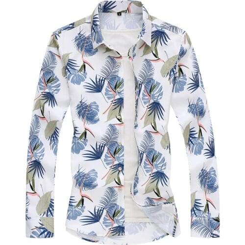 Men Shirt Plus Size 5XL 6XL 7XL Spring Autumn New Hawaiian Fashion Casual Printing Long Sleeve Shirt Male Brand Clothing