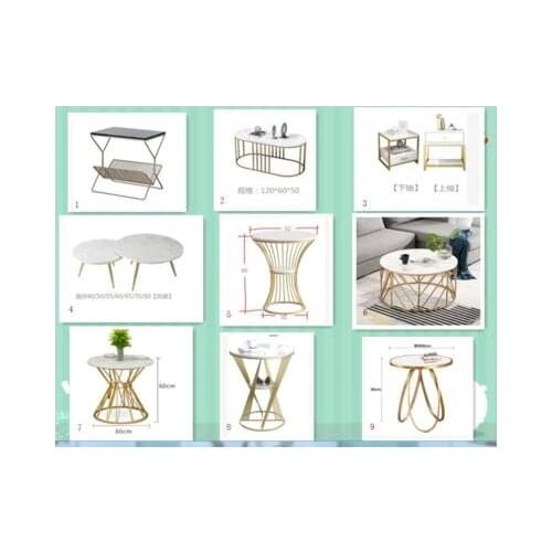 Nordic ins style simple sofa side cabinet light luxury marble edge several iron tea table simple net red bedside table