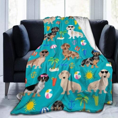 Dachshund Dog Cozy Plush Solid Throw Blanket Super Soft Fuzzy Fleece Blanket Outdoor Travel Camping Blanket