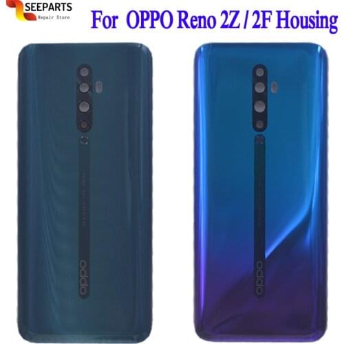 For Oppo Reno 2Z Back Battery Cover Glass Door Housing case Rear Glass lens Back housing For Oppo Reno 2F Battery Cover