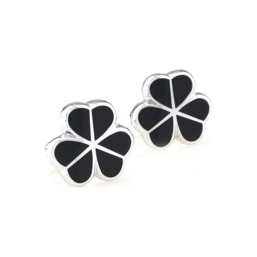 Black Three Leaf Clover Cufflink Cuff Link 15 Pairs Wholesale Free Shipping