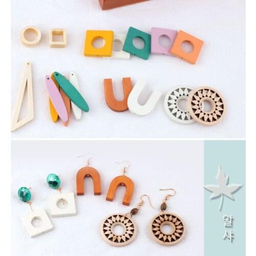 10pcs accessories solid wood geometry charm exaggerated personality U shape square dream catcher earrings pendant material