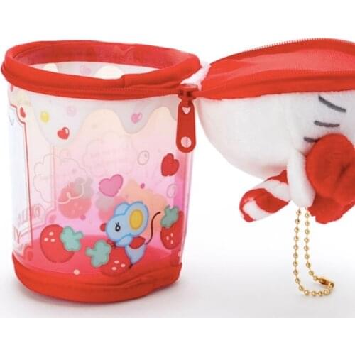 12pcs/lot new 5 patterns cartoon cute portable storage cup plush pvc bag wholesale christmas gift 8.5*8.5*16cm