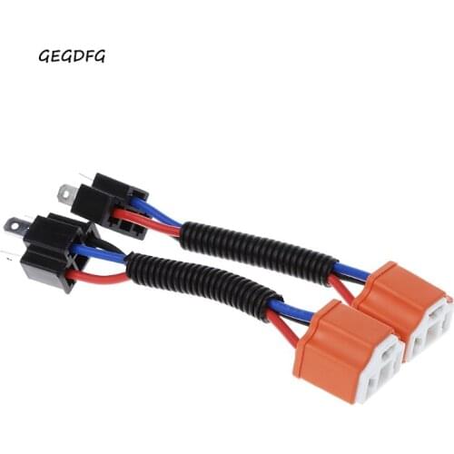 2Pcs H4 9003 Ceramic Wire Harness Plug Cable Headlights Connector Extension New