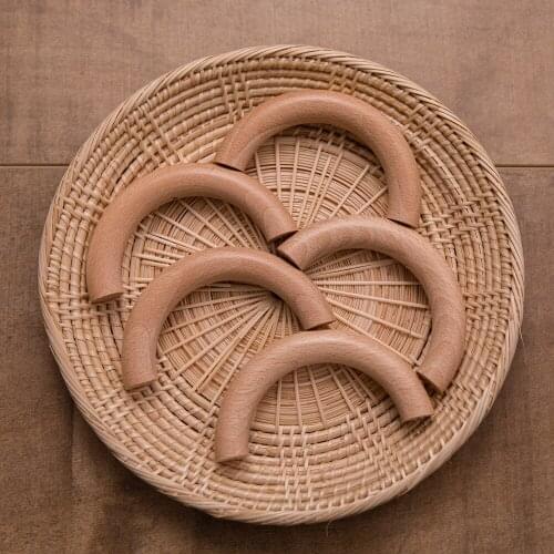5pcs Baby Teether Wooden Ring Beech Half Ring With Hole 48*96mm Natural Wood Teething DIY Craft Accessories BPA Free