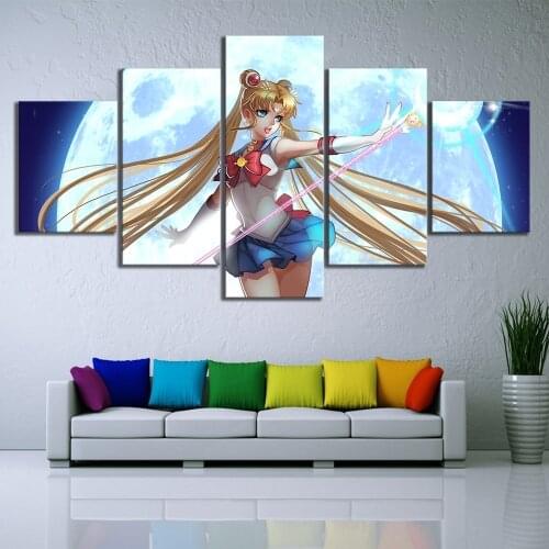 5 Pieces Wall Art Canvas Painting Animation Personnage Poster Sailor Girl Modular Picture Living Room Decoration Home Frame