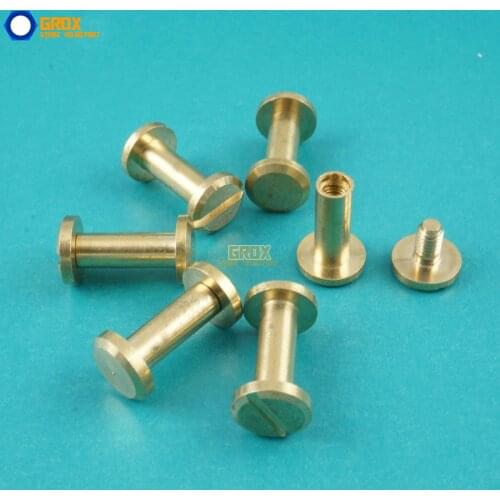 50 Set 8*12mm Solid Brass Rivet Chicago Screw for Leather Craft Belt Wallet / Flat