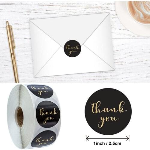 500pcs Thank You Stickers Black Labels Round Seal Labels For Business boutiques Gift Decoration Package Sticker