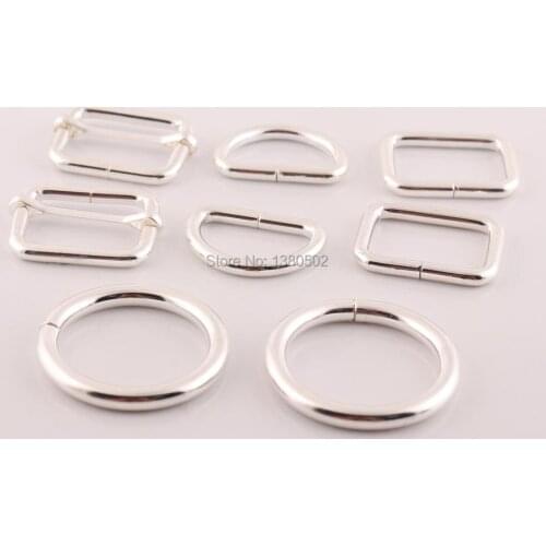 8pcs/lot Silver Color O Ring D Ring Rectangle Ring for belt buckle garment bag decoration