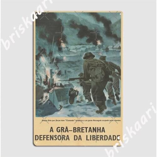 Attack Of The British Commandos Vintage War Propaganda Poster Metal Sign Mural Painting Wall Mural Designing Tin Sign Poster