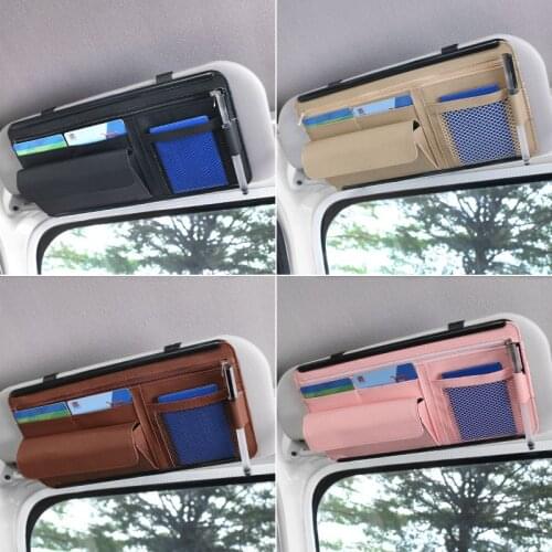 Auto Car Sun Visor Bill Pen Business Card Holder CD DVD Organizer Storage Box Sunglasses Clip Stowing Tidying Car Accessories
