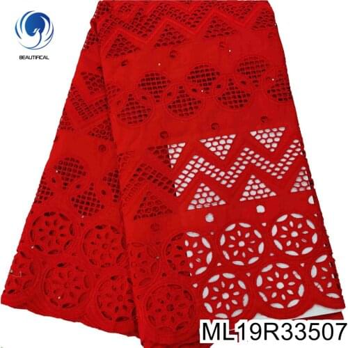 BEAUTIFICAL100% African lace cotton fabric Swiss voile lace 5 yards lace with 2 yards scarf Ml19R335/336