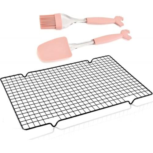 Large Metal Non-stick Baking Rack With Silicone Brush Spatula 10-by-15.9-Inch Nonstick Cooling Rack Set