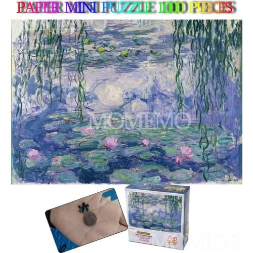 Nympheas Paper Mini Puzzle 1000 Pieces Jigsaw Puzzle Adults Old Master World Famous Oil Painting Puzzle Toys Kids Teens Gifts
