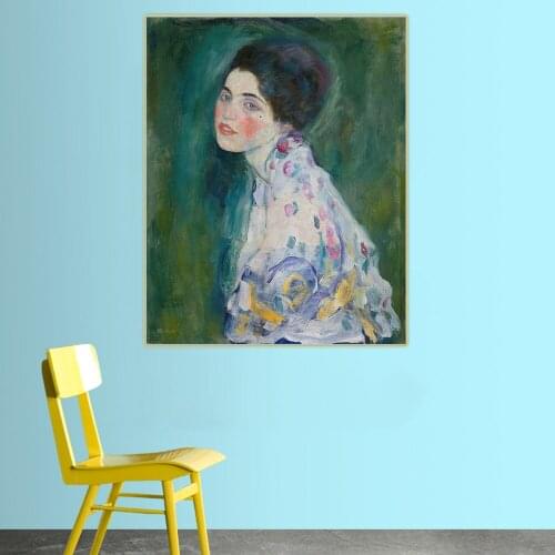 Citon Gustav Klimt《Portrait of a Lady》Canvas Art Oil Painting Famous Art Poster Picture Wall Decor Home Interior Decoration