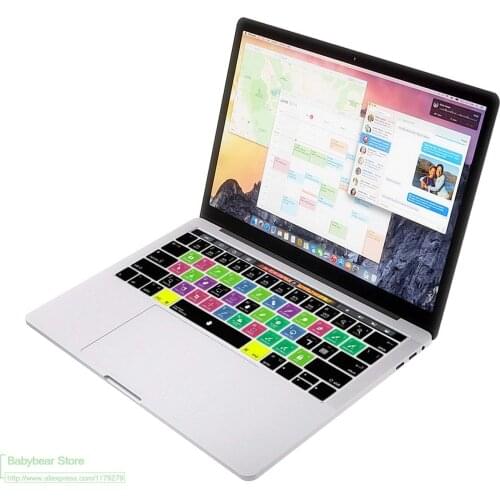 For Macbook Pro 13" 15" Newest 2017/2016 With Touch Bar Keyboard Cover Keypad Skin Adobe Photoshop Ps Hot Key Shortcut