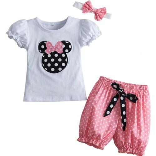 Cartoon T-Shirt+Short Pants 3Pcs Suits 2020 Summer Baby Boys&Girls Clothing Sets Children Party Outfits Size 3M to 2 Years