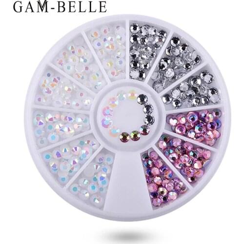 GAM-BELLE Mixed Color Nail Art Rhinestone Chameleon Stone Acrylic Nail Glitter Diamond Nail Art Decorations Accessories In Wheel