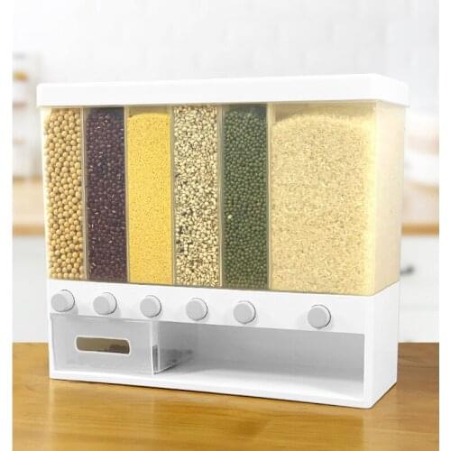 The sealed tank is divided into compartments to press transparent storage boxes, beans, rice barrels and coarse grain rice tanks