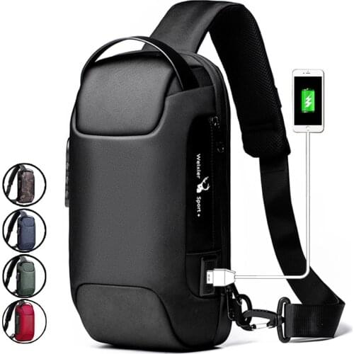 Weysfor Mens Waterproof USB Oxford Crossbody Bag Anti-theft Shoulder Sling Bag Multifunction Short Travel Messenger Chest Pack