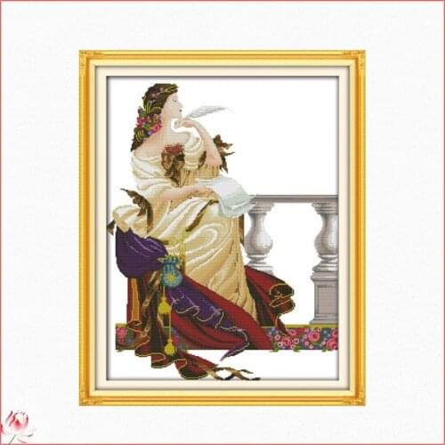 Western Beauty Patterns Counted Cross Stitch Kit 14CT 11CT Canvas Printing Embroidery Set Character Pattern Needlework Kit