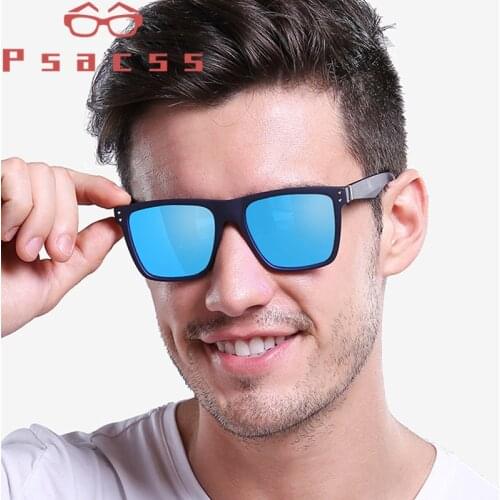 Psacss Vintage Square Polarized Sunglasses Men Brand Designer PC Sun Glasses For Male Driving Fishing gafas de sol hombre UV400