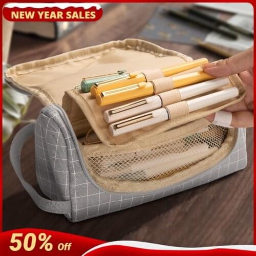 Creative Canvas Large Capacity And Multiple Colour Pencil Case School Pen Case Supplies Pencils Pouch Students Stationery