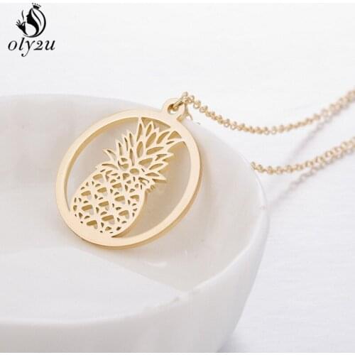 Oly2u Stainless Steel Necklaces & Pendants Pineapple Chain Necklace Jewelry Womens Clothing Accessories Steel Christmas Gift E