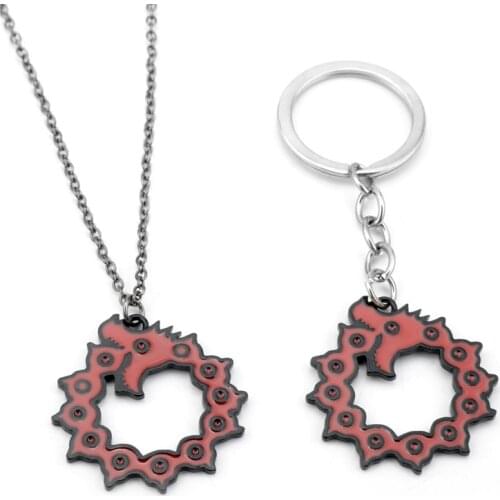 The Seven Deadly Sins Dragons Sin of Wrath Meliodas Dragon Tattoo Totem Logo Alloy Pendant Necklace Jewelry Keychain Key Chains